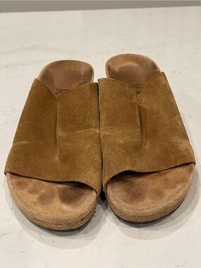 Papillio Unisex Tan Suede Open-Toe Slide Sandals L/10-M/8